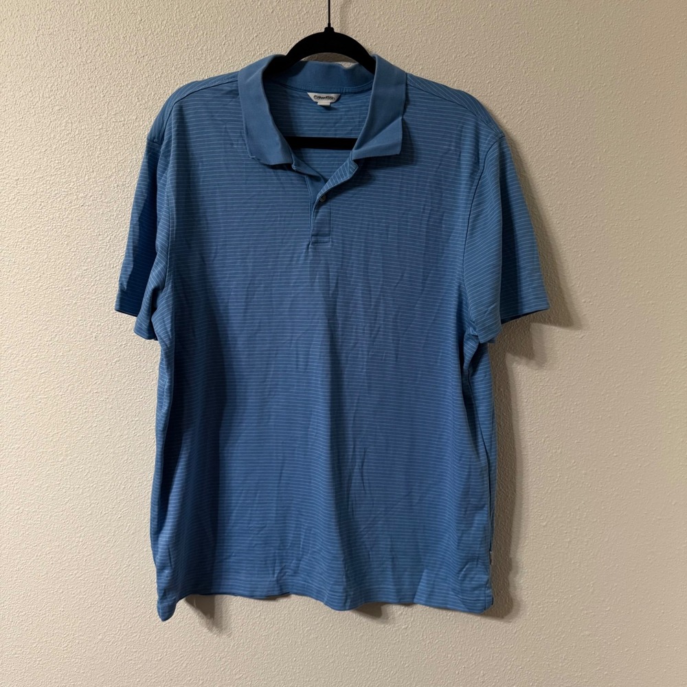 Calvin Klein Mens XL Casual Collard Blue Polo Work wear Preppy Shirt